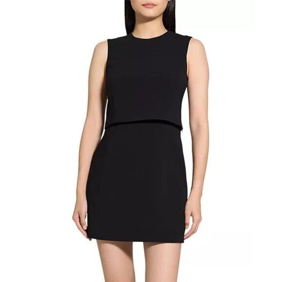 Theory Women's Black Sleeveless Sculpted Layer Mini Dress Size 6 NWOT - Picture 1 of 9